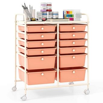 Costway 12 Drawers Rolling Cart Storage Scrapbook Paper Studio Organizer Bins