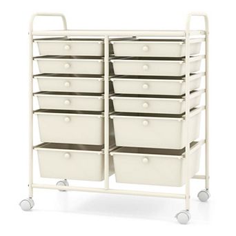 Costway 12 Drawers Rolling Cart Storage Scrapbook Paper Studio Organizer Bins