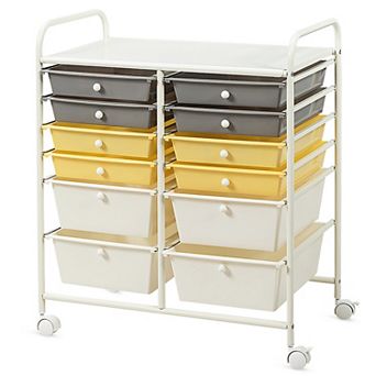 Costway 12 Drawers Rolling Cart Storage Scrapbook Paper Studio Organizer Bins