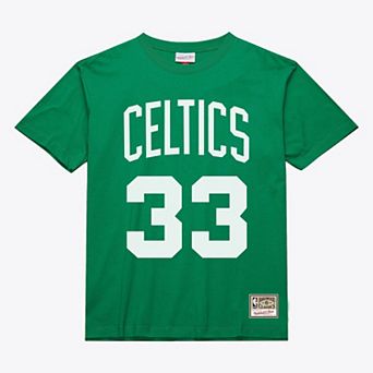 Unisex Mitchell & Ness Larry Bird Kelly Green Boston Celtics Hardwood Classics Name & Number T-Shirt