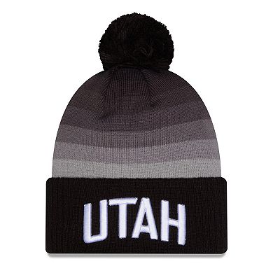 Men's New Era Gray/Black Utah Jazz 2025/26 City Edition Cuffed Knit Hat with Pom