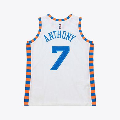Men's Mitchell & Ness Carmelo Anthony White New York Knicks 2015-16 Hardwood Classics Authentic Jersey