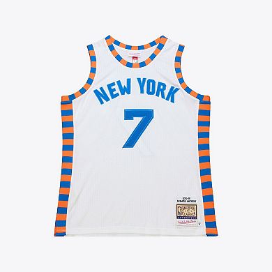 Men's Mitchell & Ness Carmelo Anthony White New York Knicks 2015-16 Hardwood Classics Authentic Jersey