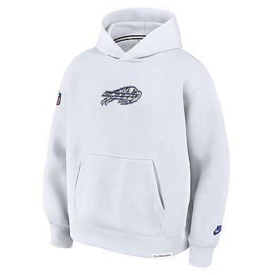 Men's Nike White Buffalo Bills 2025 Rivalries Collection Oversized Tech Fleece Hoodie