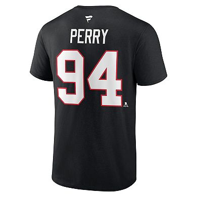 Men's Fanatics Corey Perry Black Chicago Blackhawks Authentic Stack Name & Number T-Shirt