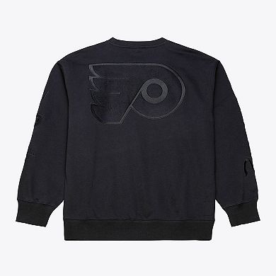 Men's Mitchell & Ness Black Philadelphia Flyers Phantom Fleece Crew Neck Sweatshirt