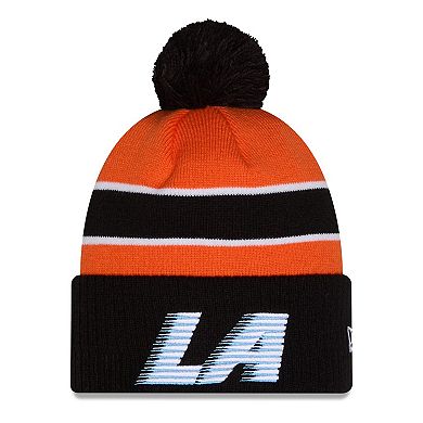 Men's New Era Orange/Black LA Clippers 2025/26 City Edition Cuffed Knit Hat with Pom