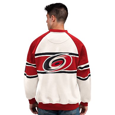 Men's Starter White Carolina Hurricanes Defense Fleece Crewneck Sweatshirt
