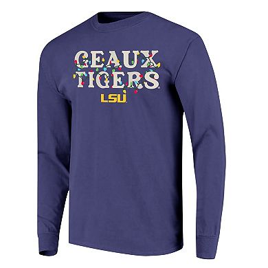 Unisex Image One Purple LSU Tigers String Lights Comfort Color Long Sleeve T-Shirt
