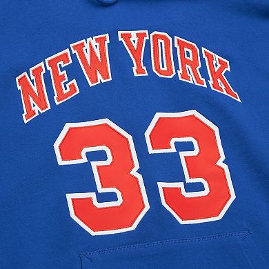 Men's Mitchell & Ness Patrick Ewing Blue New York Knicks Name & Number Hoodie