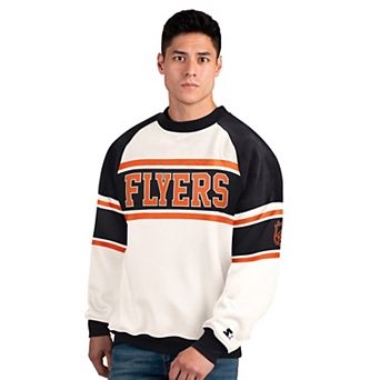 Men's Starter White Philadelphia Flyers Defense Fleece Crewneck Sweatshirt