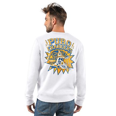 Men's Starter White Los Angeles Chargers Classic Puro Crew Neck Sweatshirt