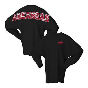 Unisex Spirit Jersey Black Arkansas Razorbacks Oversized Preppy Long Sleeve T-Shirt