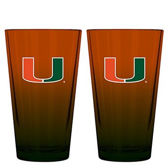 The Memory Company Miami Hurricanes Two-Pack 16oz. Ombre Pint Glass Set