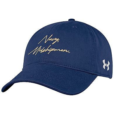 Men's Under Armour Navy Navy Midshipmen College Essentials Washed Cotton Blend Adjustable Hat