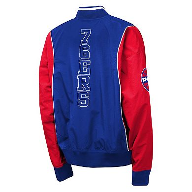 Youth Outerstuff Royal/Red Philadelphia 76ers Two-Pointer Full-Zip Windbreaker