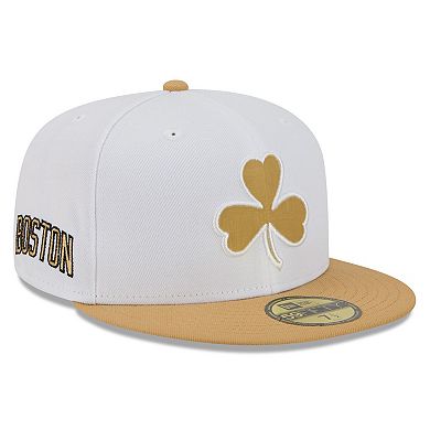 Men's New Era White/Gold Boston Celtics 2025/26 City Edition 59FIFTY Fitted Hat