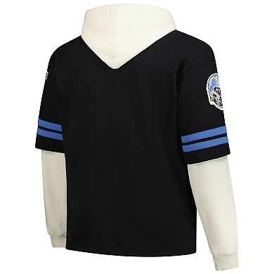Men's '47 Black Detroit Lions Big & Tall Split Zone Cornerback V-Neck Hoodie