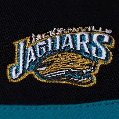 Women's Mitchell & Ness Black Jacksonville Jaguars Throwback Cropped Long Sleeve Rugby Polo