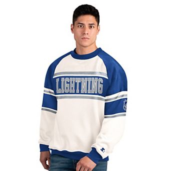 Men's Starter White Tampa Bay Lightning Defense Fleece Crewneck Sweatshirt