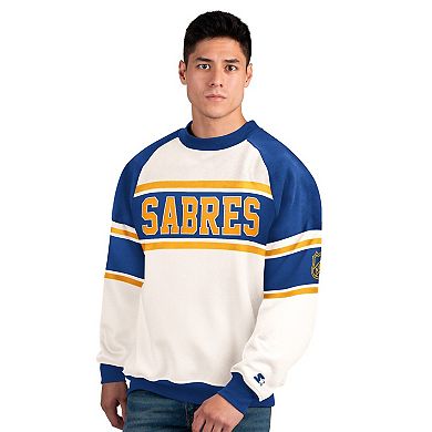 Men's Starter White Buffalo Sabres Defense Fleece Crewneck Sweatshirt