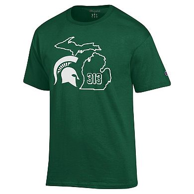 Men's Champion Green Michigan State Spartans 313 T-Shirt