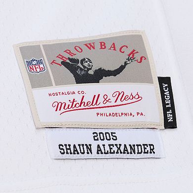 Men's Mitchell & Ness Shaun Alexander White Seattle Seahawks 2005 Legacy Throwback Replica Jersey