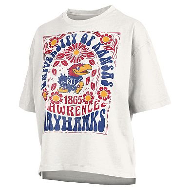 Women's Pressbox White Kansas Jayhawks Harmony Oversized Slub T-Shirt