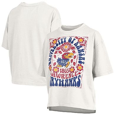 Women's Pressbox White Kansas Jayhawks Harmony Oversized Slub T-Shirt