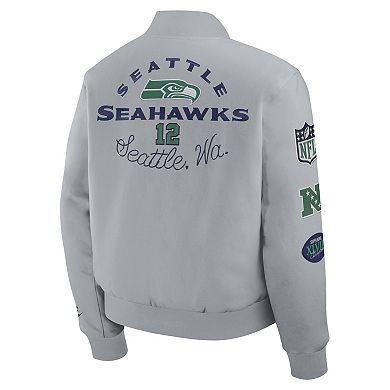Men's Nike Wolf Gray Seattle Seahawks 2025 Rivalries Collection Full-Snap Varsity Jacket