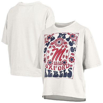 Women's Pressbox White Ole Miss Rebels Harmony Oversized Slub T-Shirt