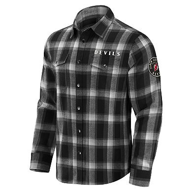 Men's Darius Rucker Collection by Fanatics Black New Jersey Devils Flannel Plaid Full-Snap Shirt