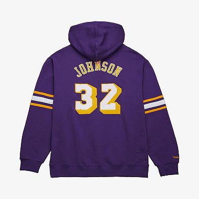 Men's Mitchell & Ness Magic Johnson Purple Los Angeles Lakers Name & Number Hoodie