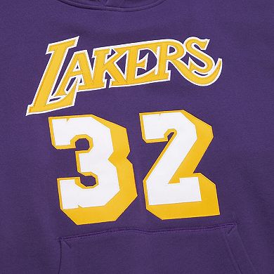 Men's Mitchell & Ness Magic Johnson Purple Los Angeles Lakers Name & Number Hoodie