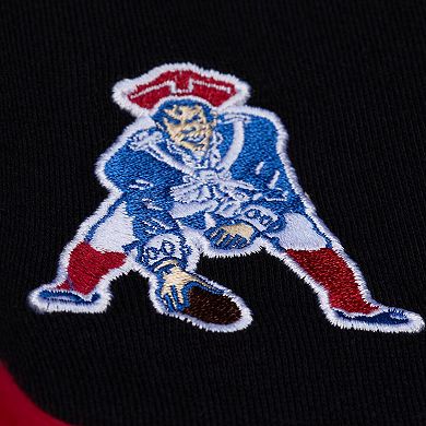 Women's Mitchell & Ness Black New England Patriots Throwback Cropped Long Sleeve Rugby Polo