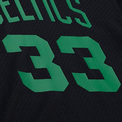 Men's Mitchell & Ness Larry Bird Black Boston Celtics Mesh Name & Number Short Sleeve Hoodie