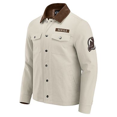 Men's Darius Rucker Collection by Fanatics Tan New Jersey Devils Midweight Canvas Full-Button Jacket