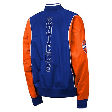 Youth Outerstuff Blue/Orange New York Knicks Two-Pointer Full-Zip Windbreaker