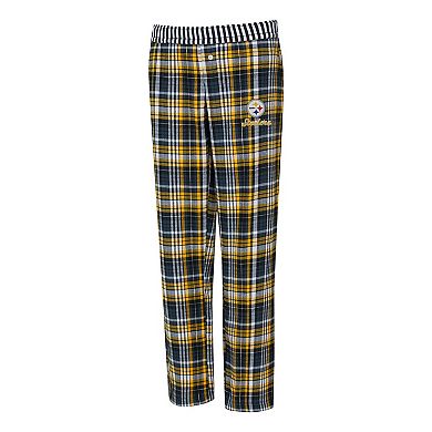 Women's Concepts Sport Black Pittsburgh Steelers Laney Plaid Tri-Blend Pants