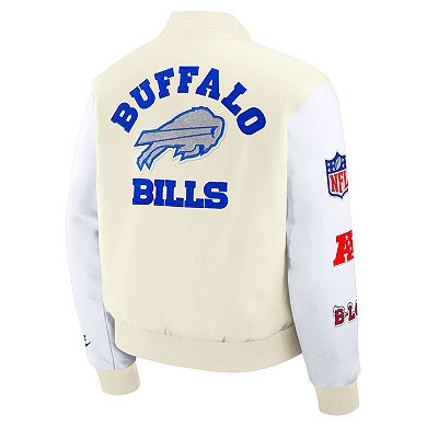 Men's Nike White Buffalo Bills 2025 Rivalries Collection Full-Snap Varsity Jacket
