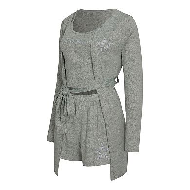 "Women's Concepts Sport Heather Gray Dallas Cowboys Rigor Tank, Short & Robe Set"