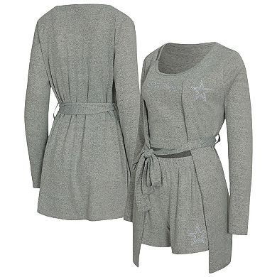 "Women's Concepts Sport Heather Gray Dallas Cowboys Rigor Tank, Short & Robe Set"