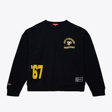 Women's Mitchell & Ness Black Pittsburgh Penguins Crewneck Sweatshirt