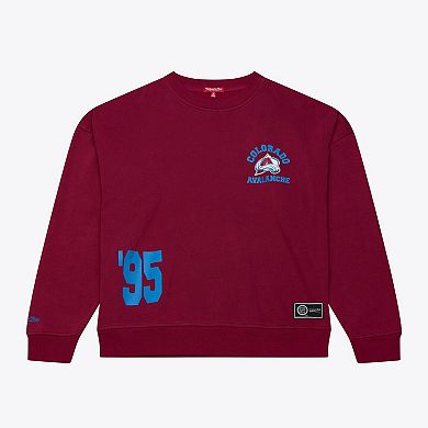 Women's Mitchell & Ness Maroon Colorado Avalanche Crewneck Sweatshirt