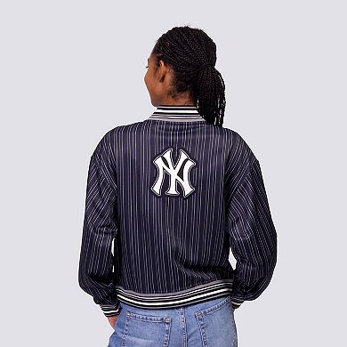 Women's Lusso Black New York Yankees Genni Cropped Full-Zip Jacket