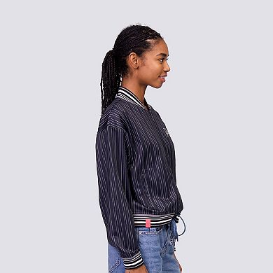Women's Lusso Black New York Yankees Genni Cropped Full-Zip Jacket