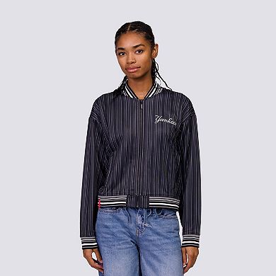 Women's Lusso Black New York Yankees Genni Cropped Full-Zip Jacket