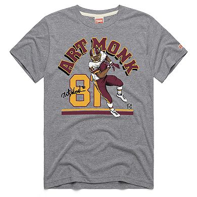 Unisex Homage Art Monk Gray Washington Commanders Retired Player Classic Illustration Tri-Blend T-Shirt