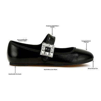 Rag & Co Women's Upstage Mary Jane Ballerinas With Brooch Accent Flats