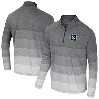 Men's Colosseum Gray Georgetown Hoyas AI Striped Mesh Quarter-Zip Raglan Windshirt